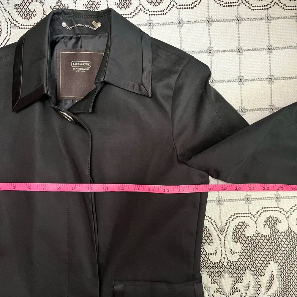 Coach Black Satin Trim Car Coat With Hanger & Dust Bag size 6 - Picture 9 of 9